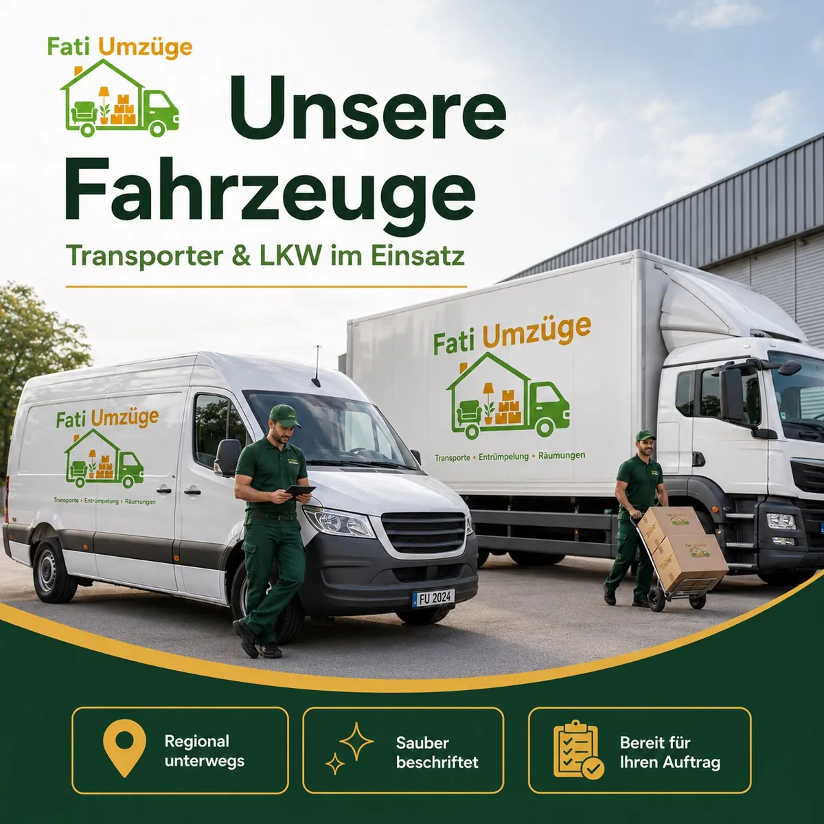 Fati Umzüge team and vehicle prepared for moving services