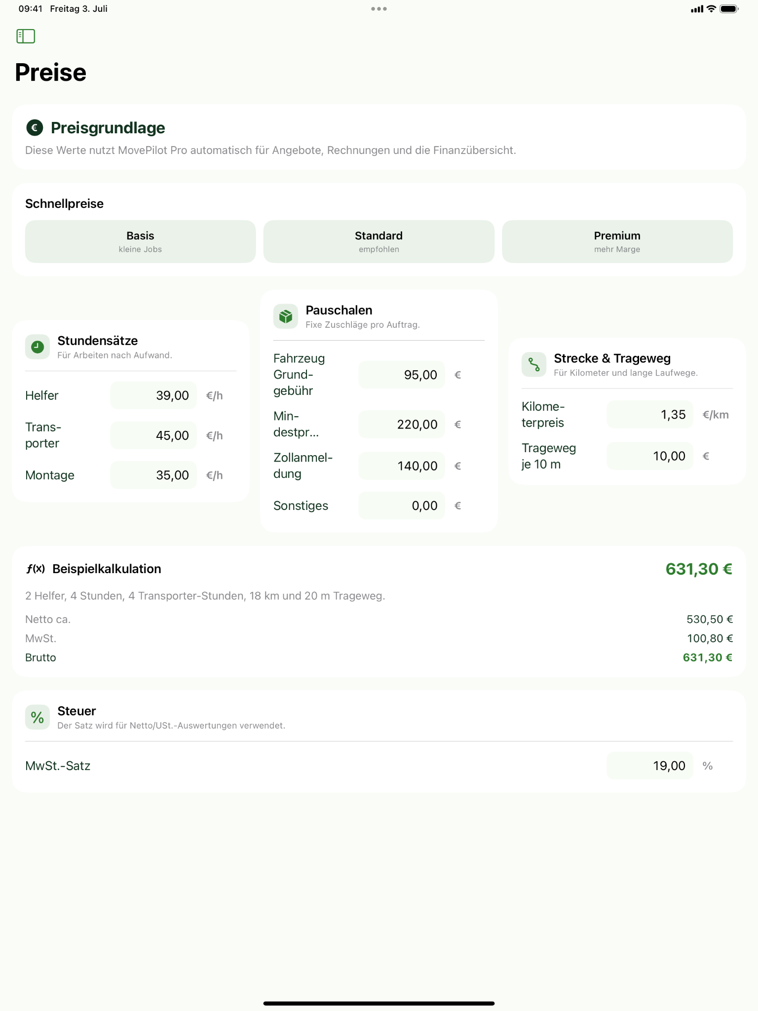 Price calculation
