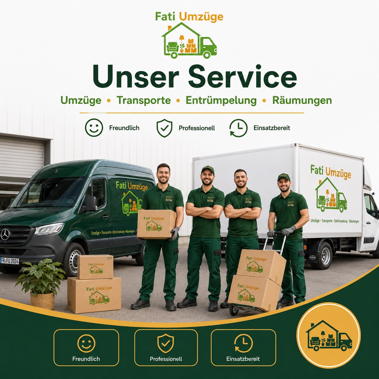 Fati Umzüge team with moving equipment