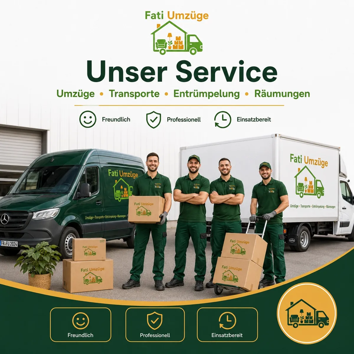 Fati Umzüge team with moving equipment
